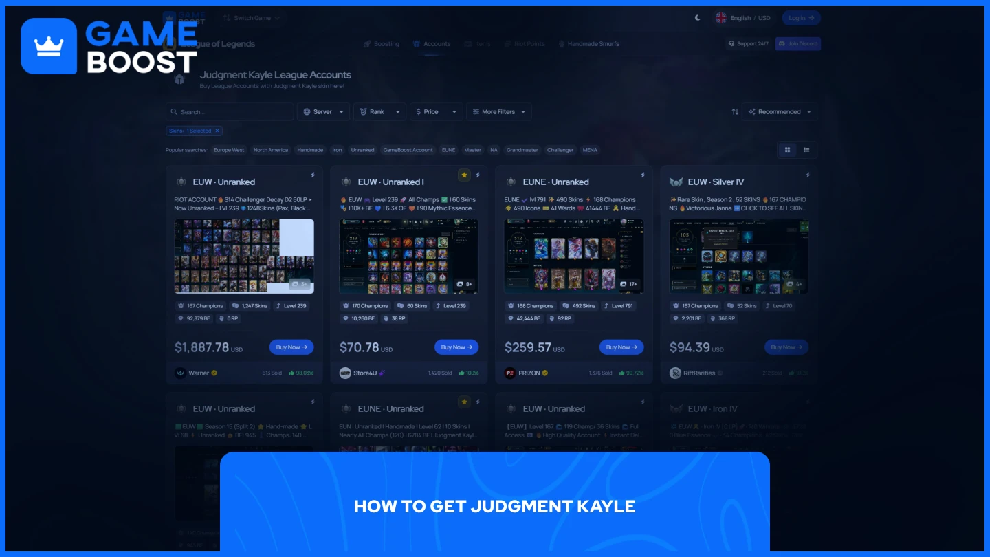 gameboost 裁决凯尔 英雄联盟账号页面