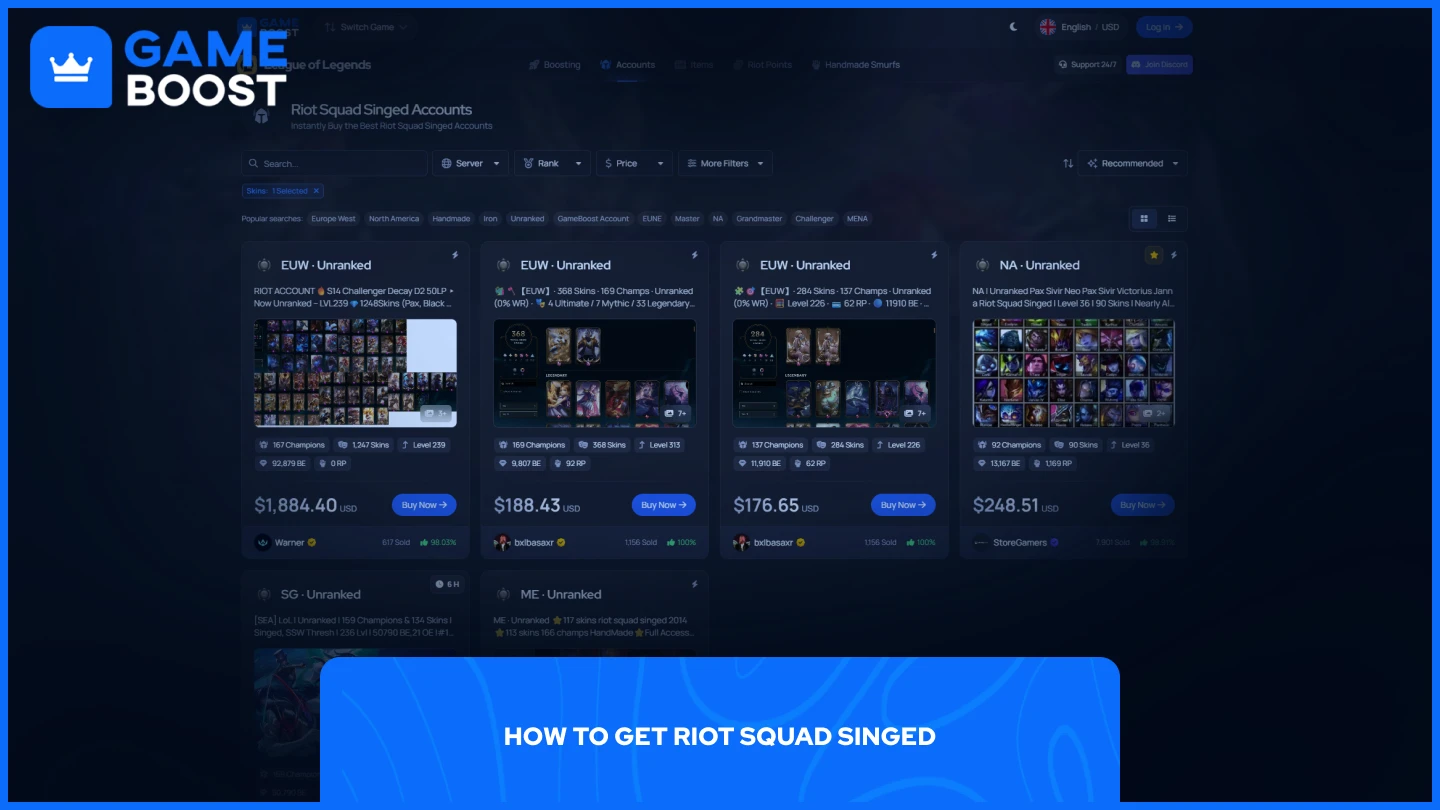 gameboost riot squad singed accounts page