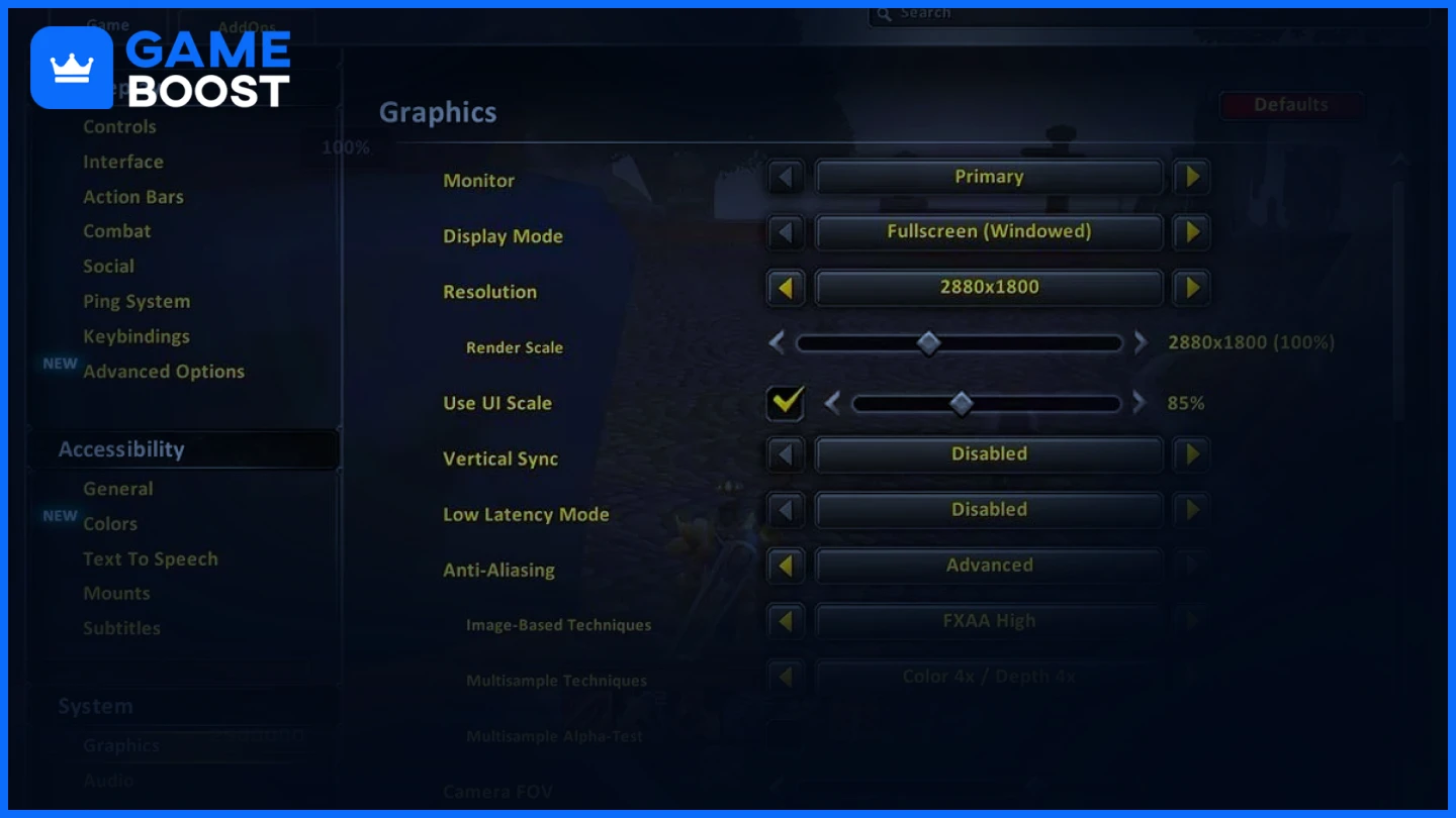 wow settings