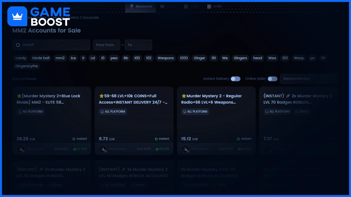 u7buy murder mystery 2 accounts