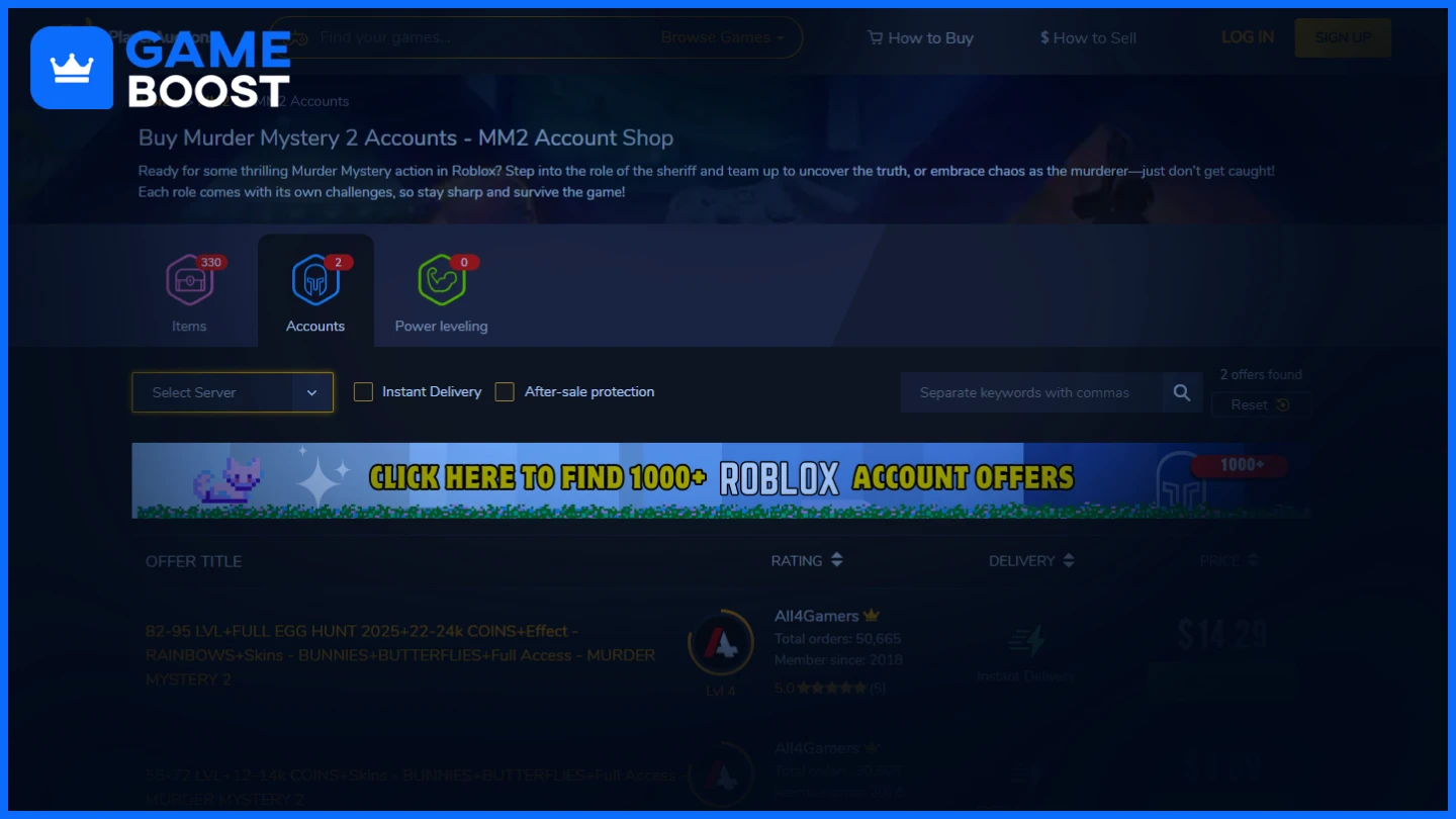 player auctions murder mystery 2 accounts