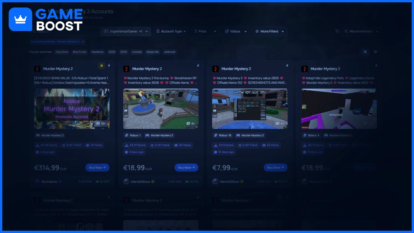 gameboost murder mystery 2 accounts