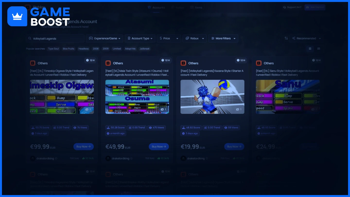 gameboost volleyball legends accounts