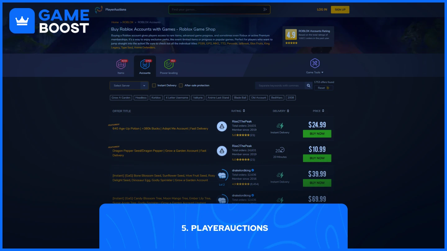 Roblox-Accounts von PlayerAuctions