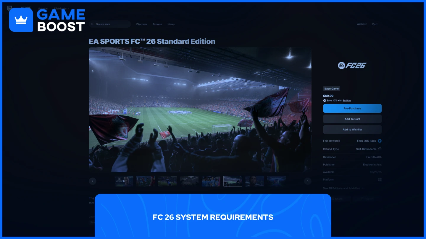 a picture of FC 26 epic games page