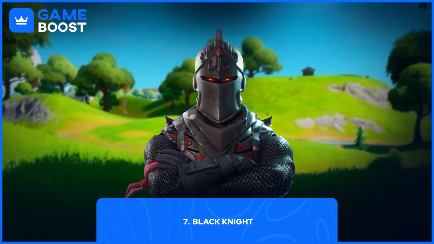 uma imagem do modelo in-game da skin Black Knight
