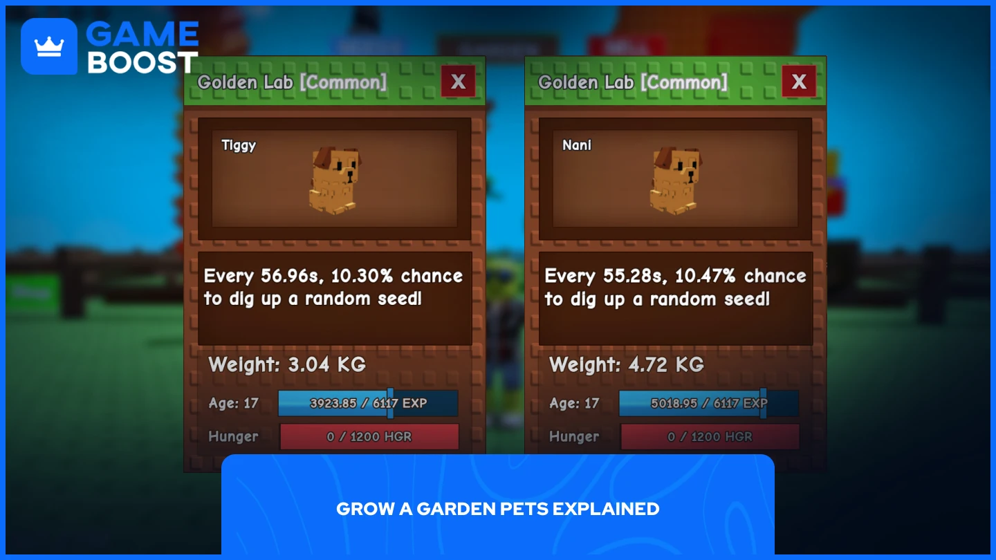 a picture of two pets in grow a garden