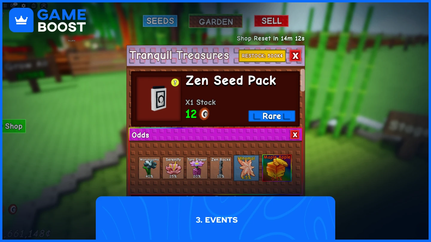 a picture of zen event shop in grow a garden