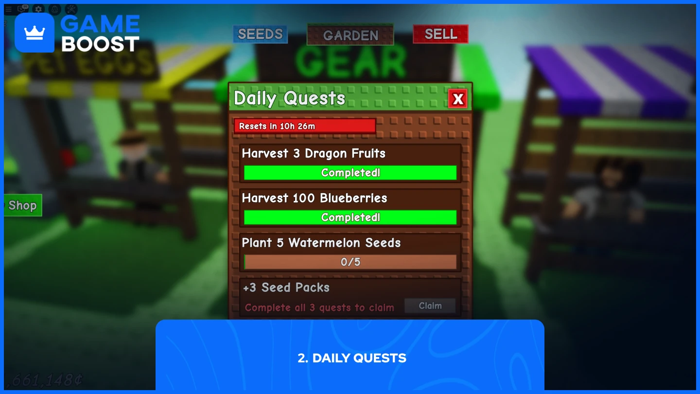 a picture of the daily quests in grow a garden