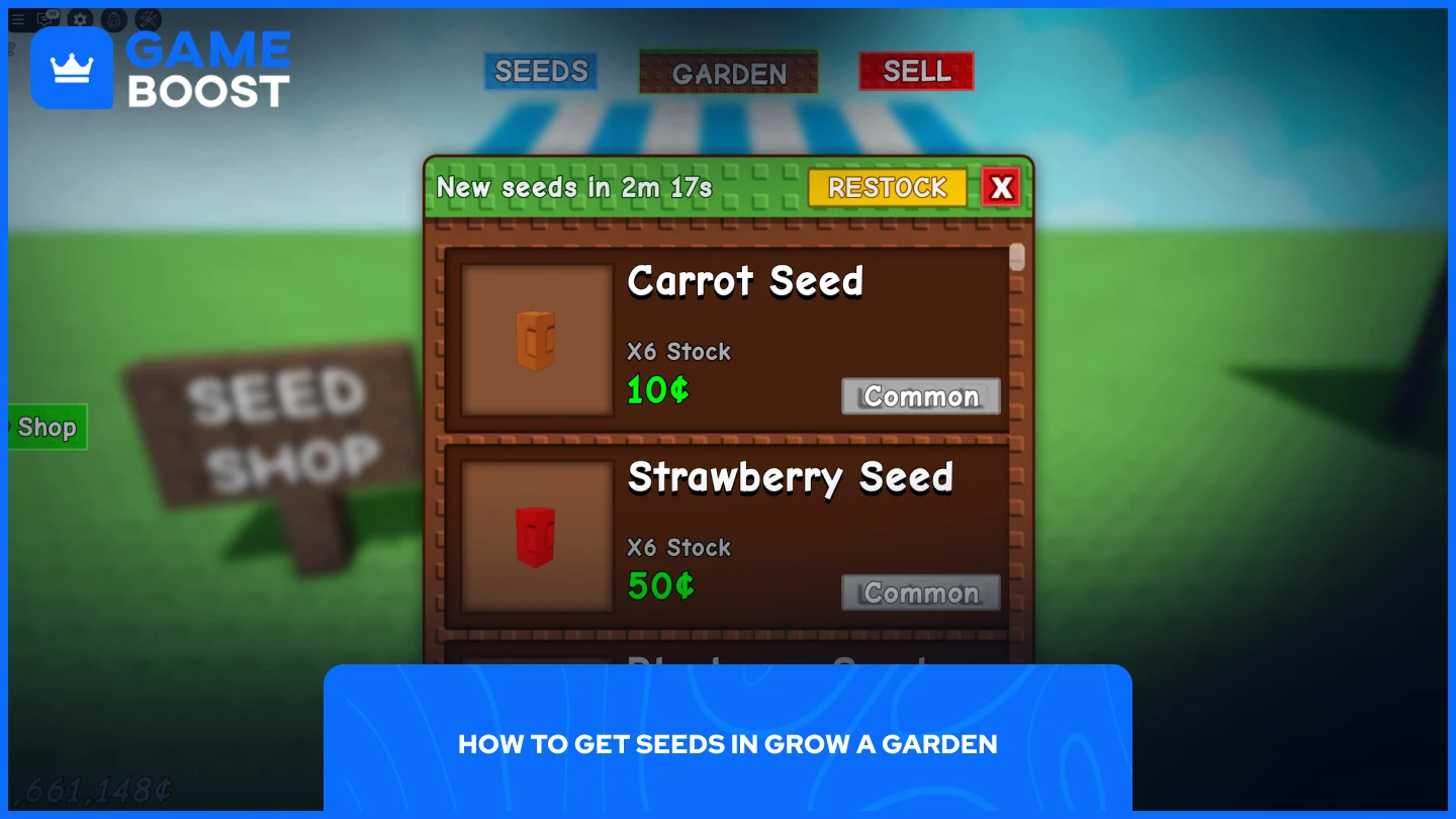 a picture of the seed shop content in grow a garden