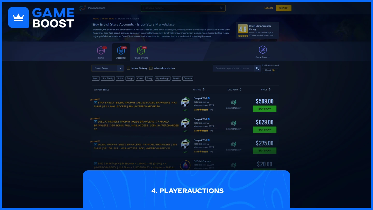 brawl stars accounts from playerauctions