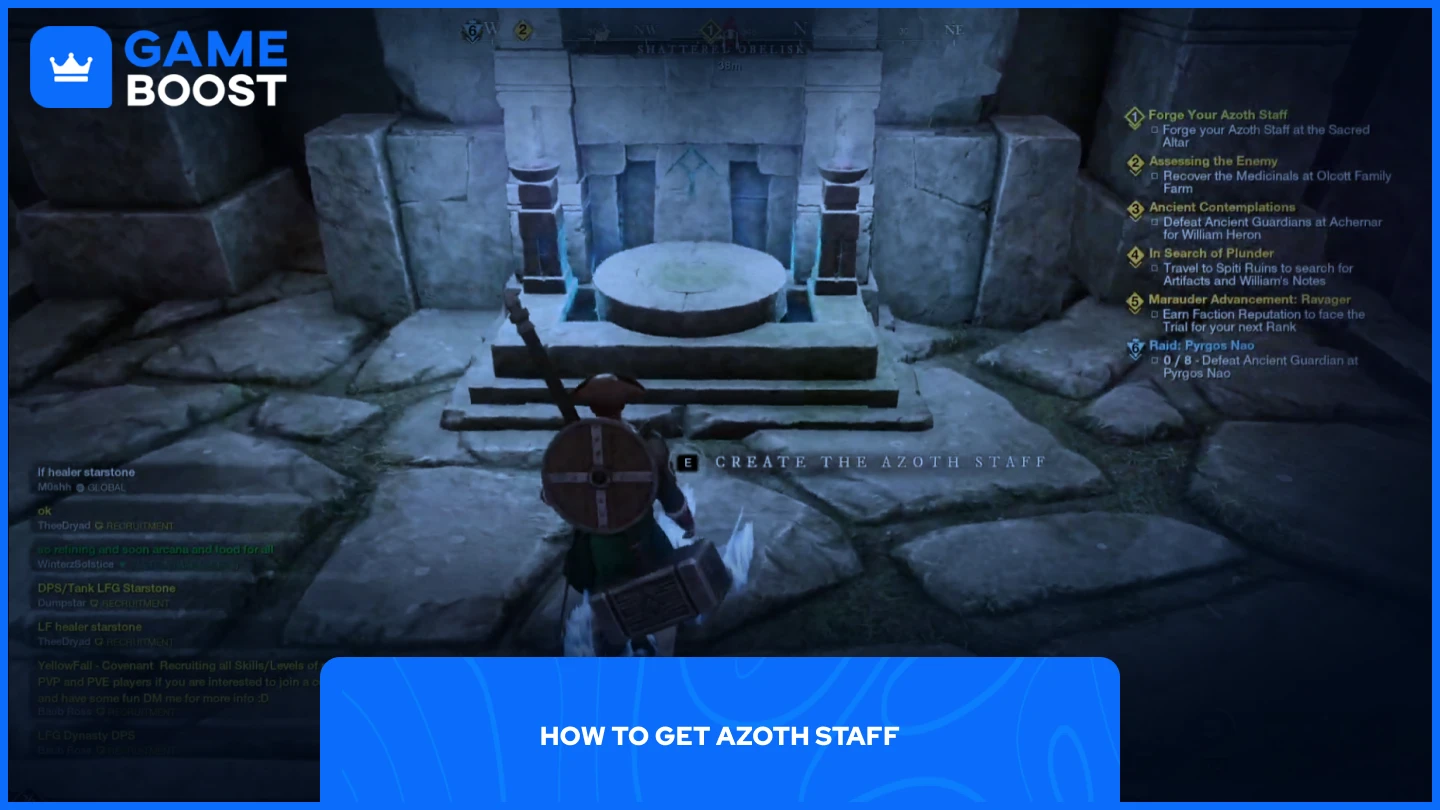 a picture of a player creating the azoth staff