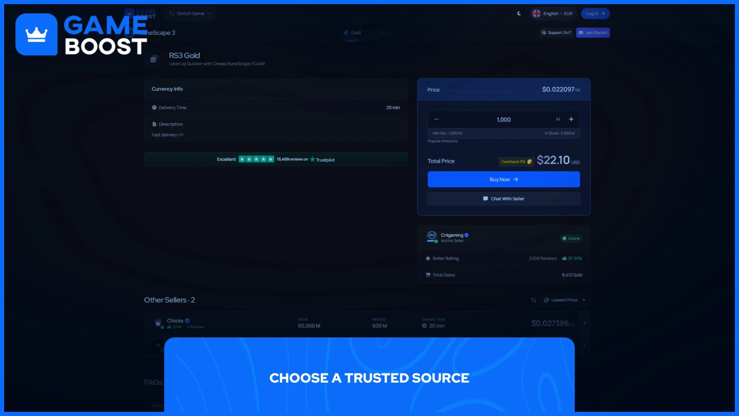 a picture of gameboost rs3 gold page