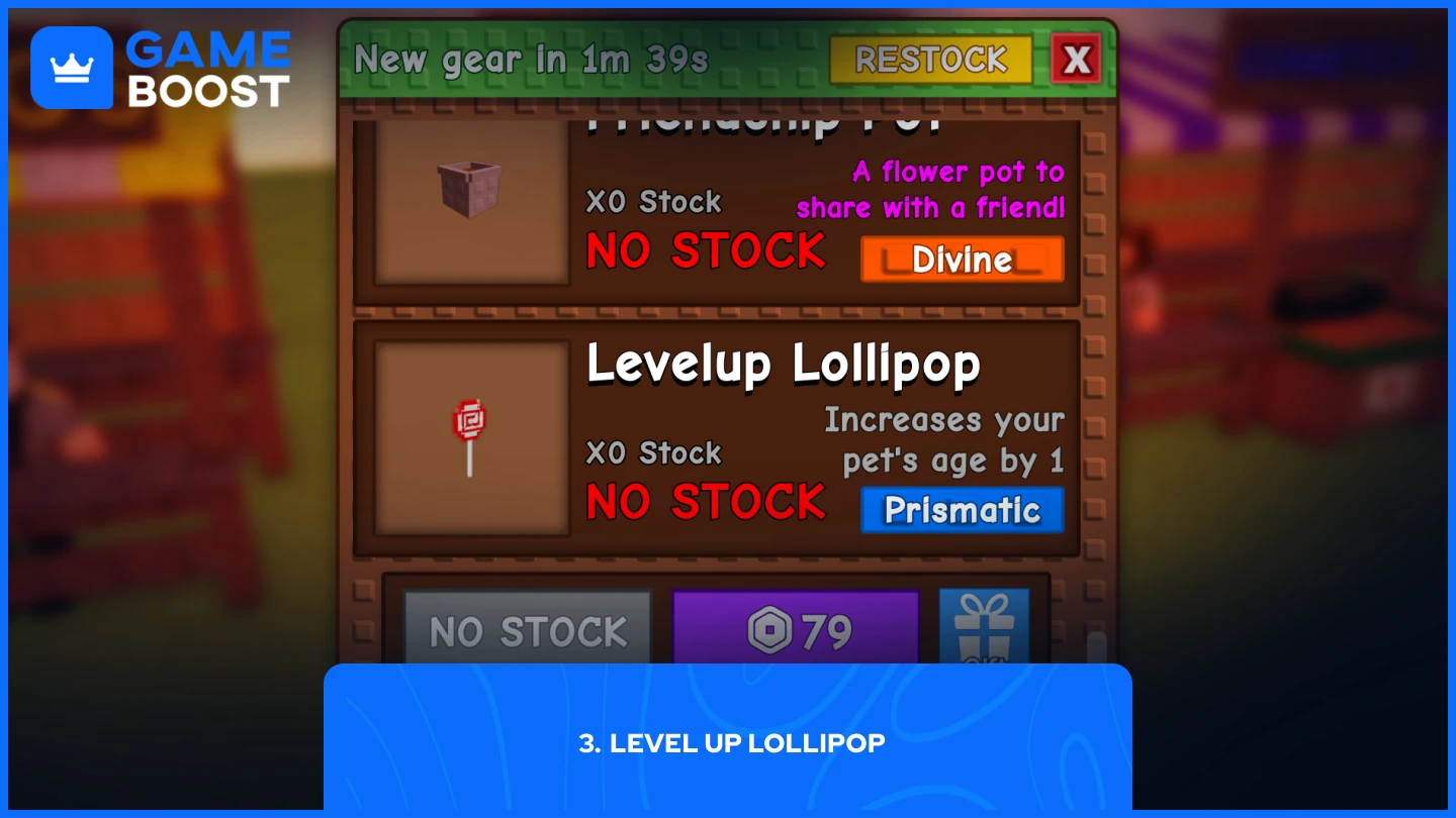a picture of the gear shop featuring the Level Up Lollipop