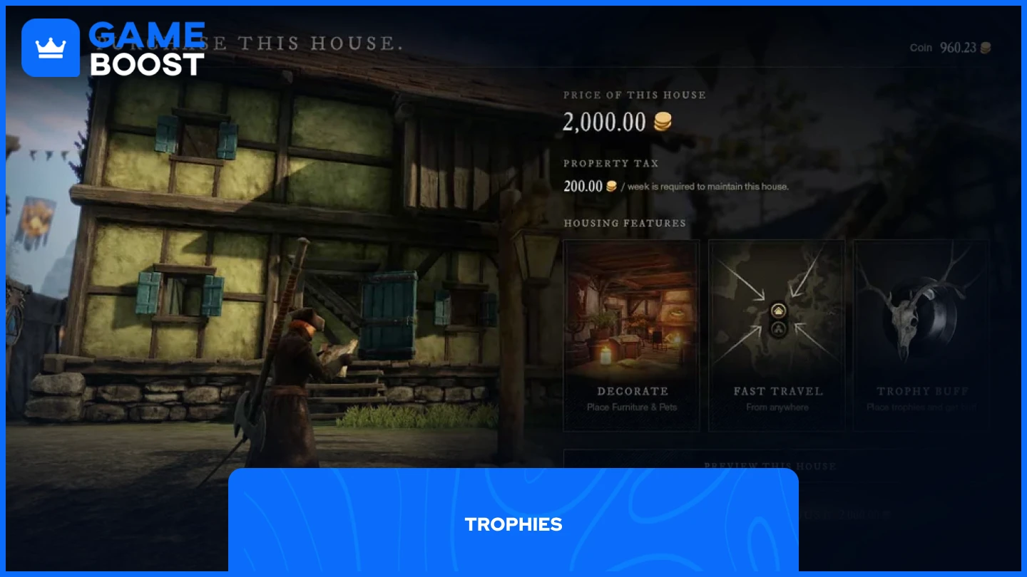 a picture of a player purchasing a house in new world