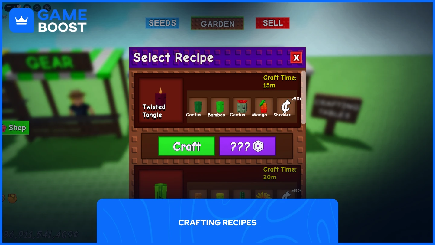 una imagen de múltiples recetas de crafting