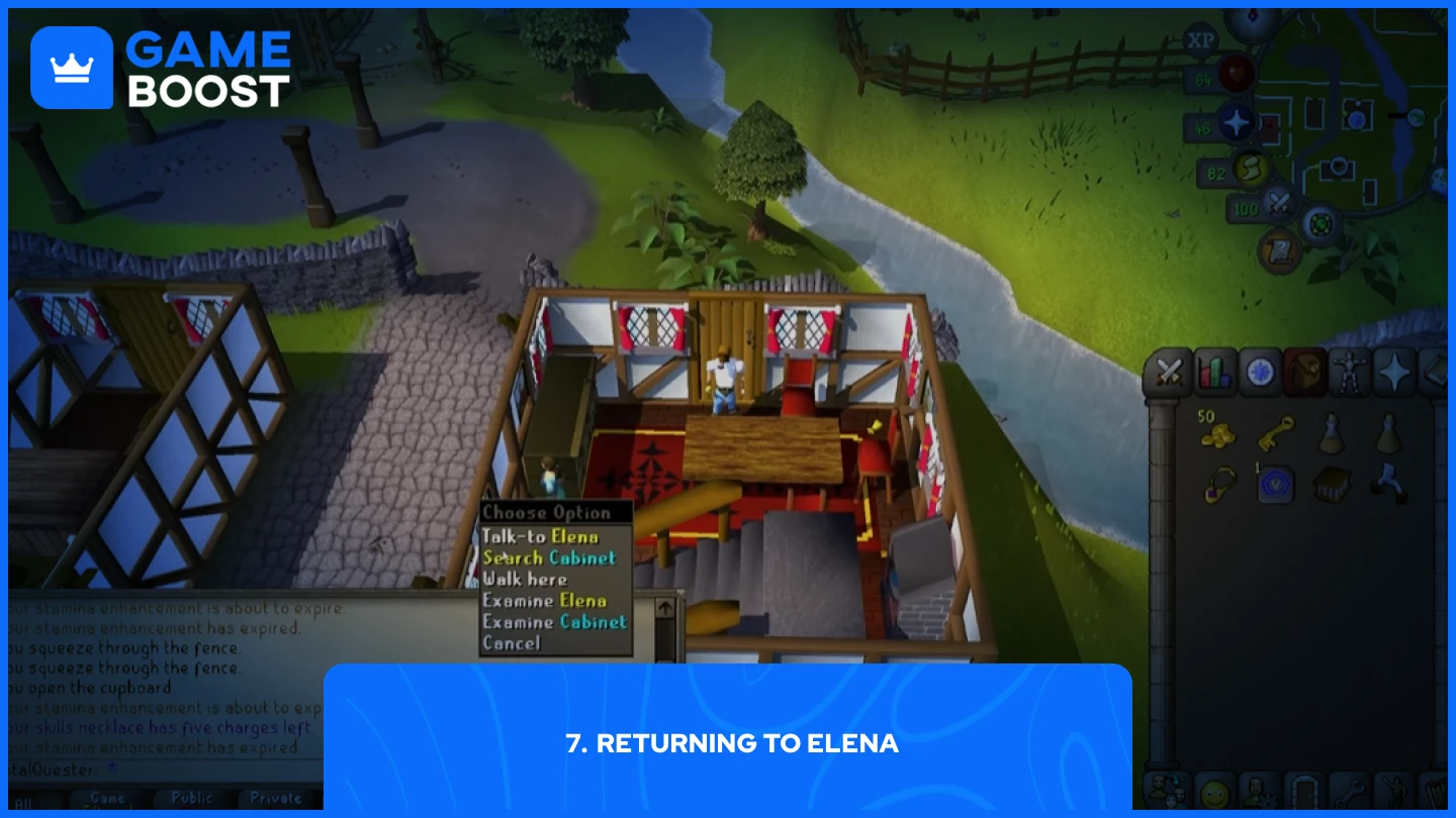 a picture of a player talking to elena