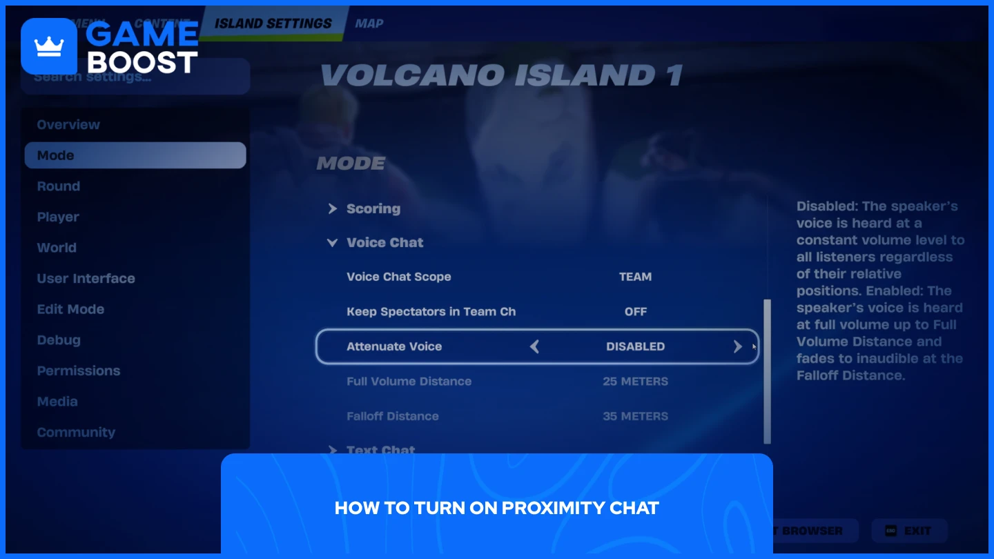 a picture of the proximity chat settings in fortnite
