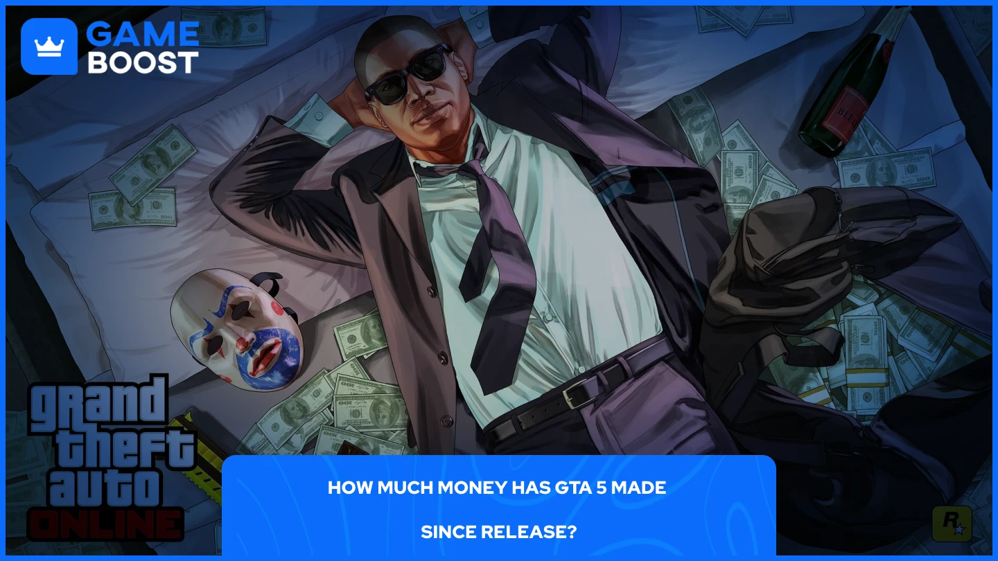uma imagem de um personagem do gta online deitado na cama com dinheiro ao redor