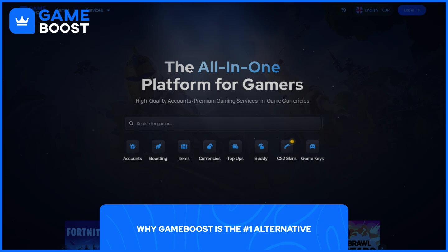 a picture of gameboost homepage