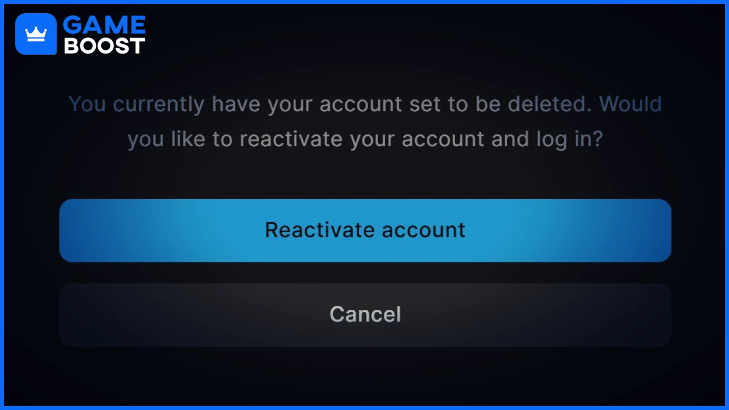 a picture of the account reactivation prompt