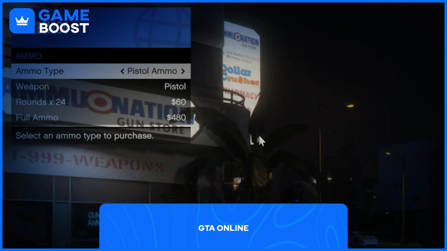 a picture of a player buying ammo from the player menu in gta online