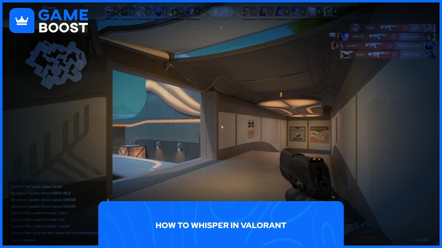 ภาพผู้เล่นกำลัง Whisper หาอีกผู้เล่นหนึ่งในเกม Valorant