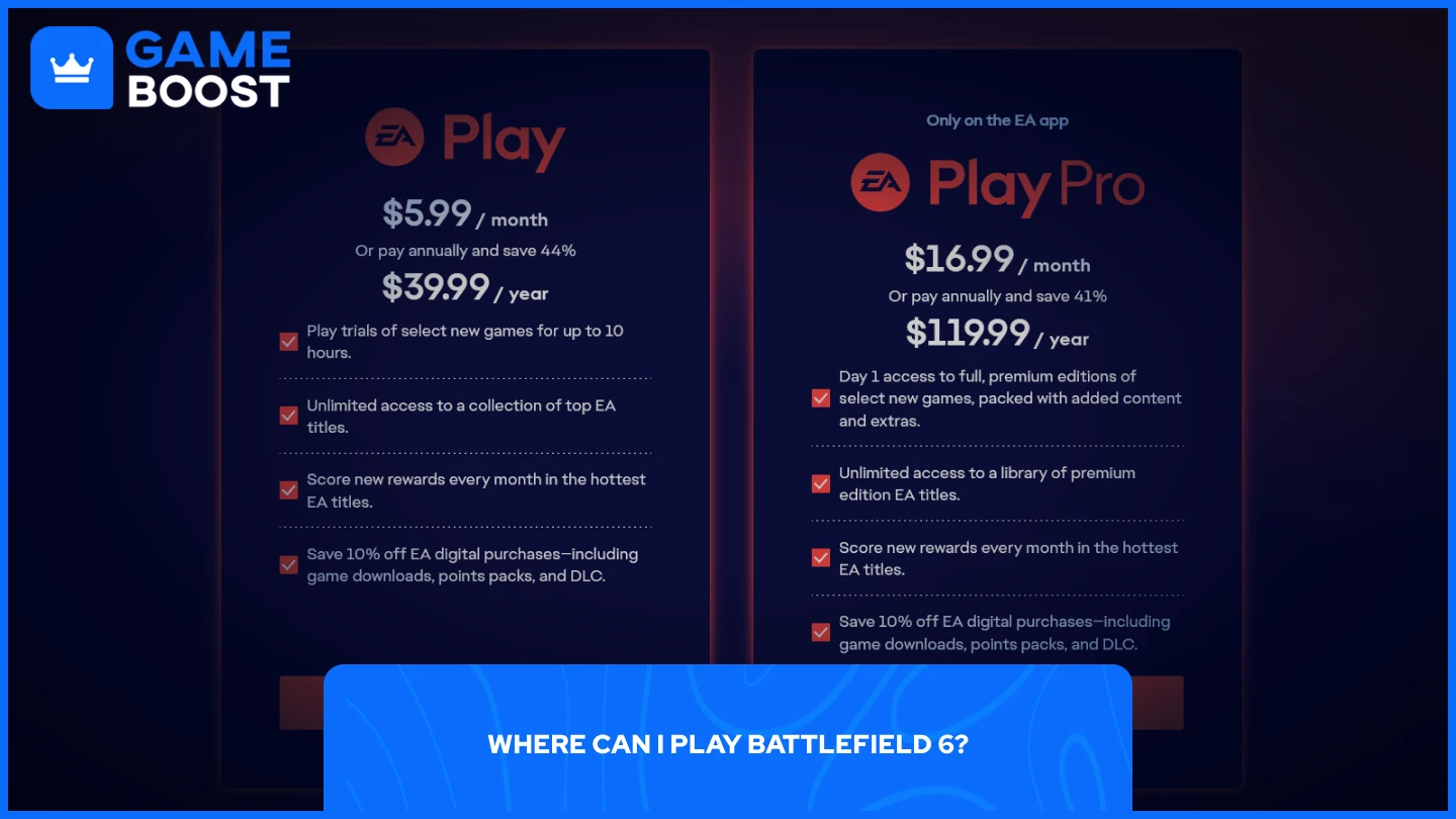 összehasonlítás az EA Play és az EA Play Pro előfizetések között