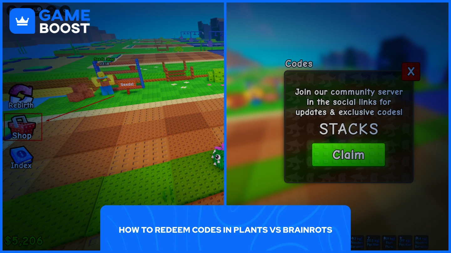 a picture of the code redemption prompt in plants vs brainrots