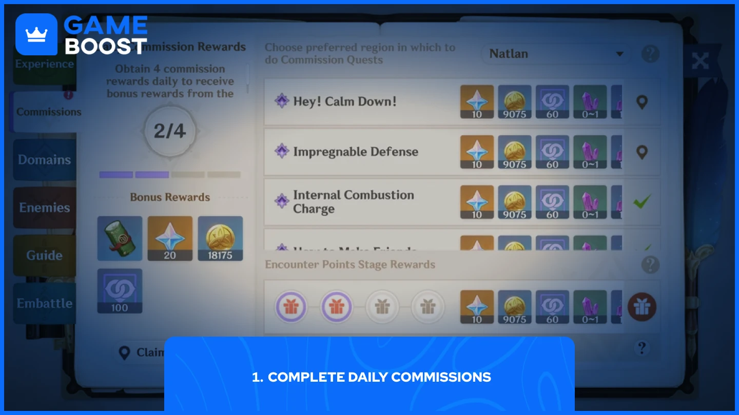 a picture of genshin impact daily commissions 