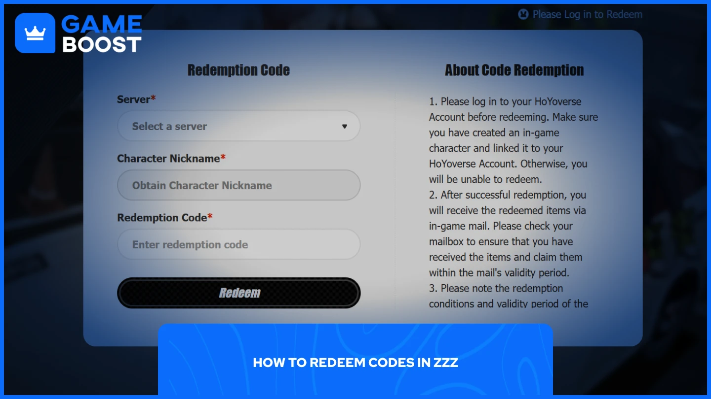 zzz redemption code website