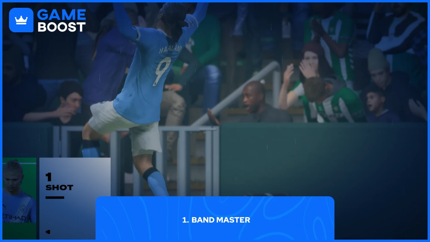 en bild på Haaland som gör Band Master-firandet