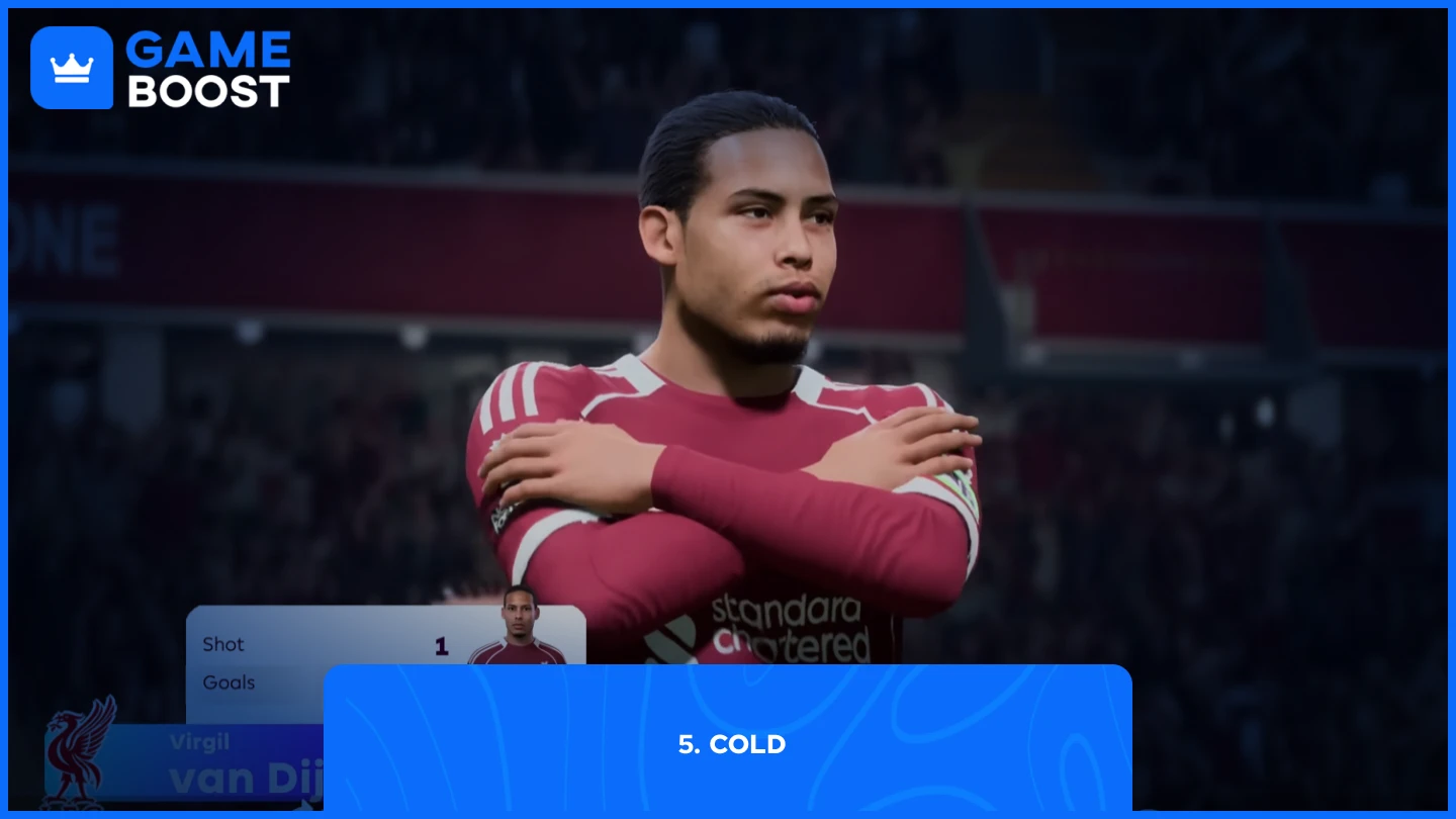 en bild på van dijk som gör Cold-firande