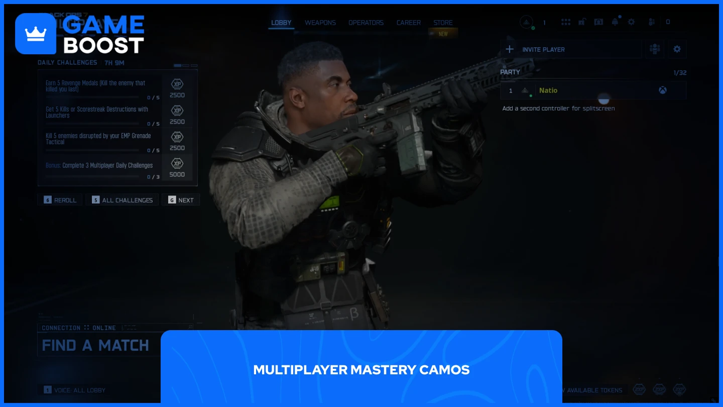 uma imagem do menu principal multiplayer do Black Ops 7