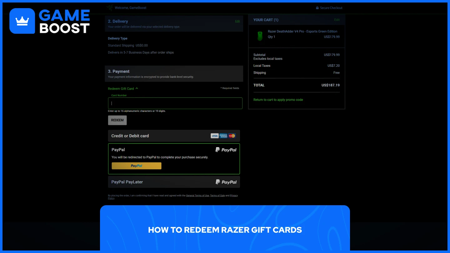 a picture of razer checkout page