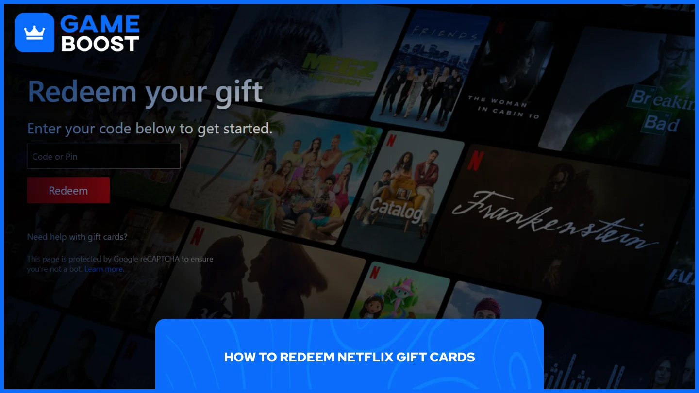 una imagen de la página para canjear tarjetas de regalo de Netflix