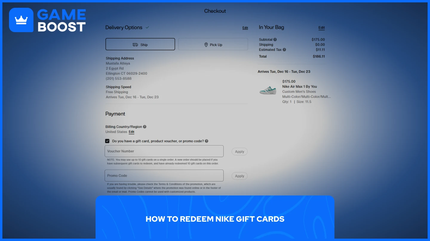 una imagen de la página de pago de Nike