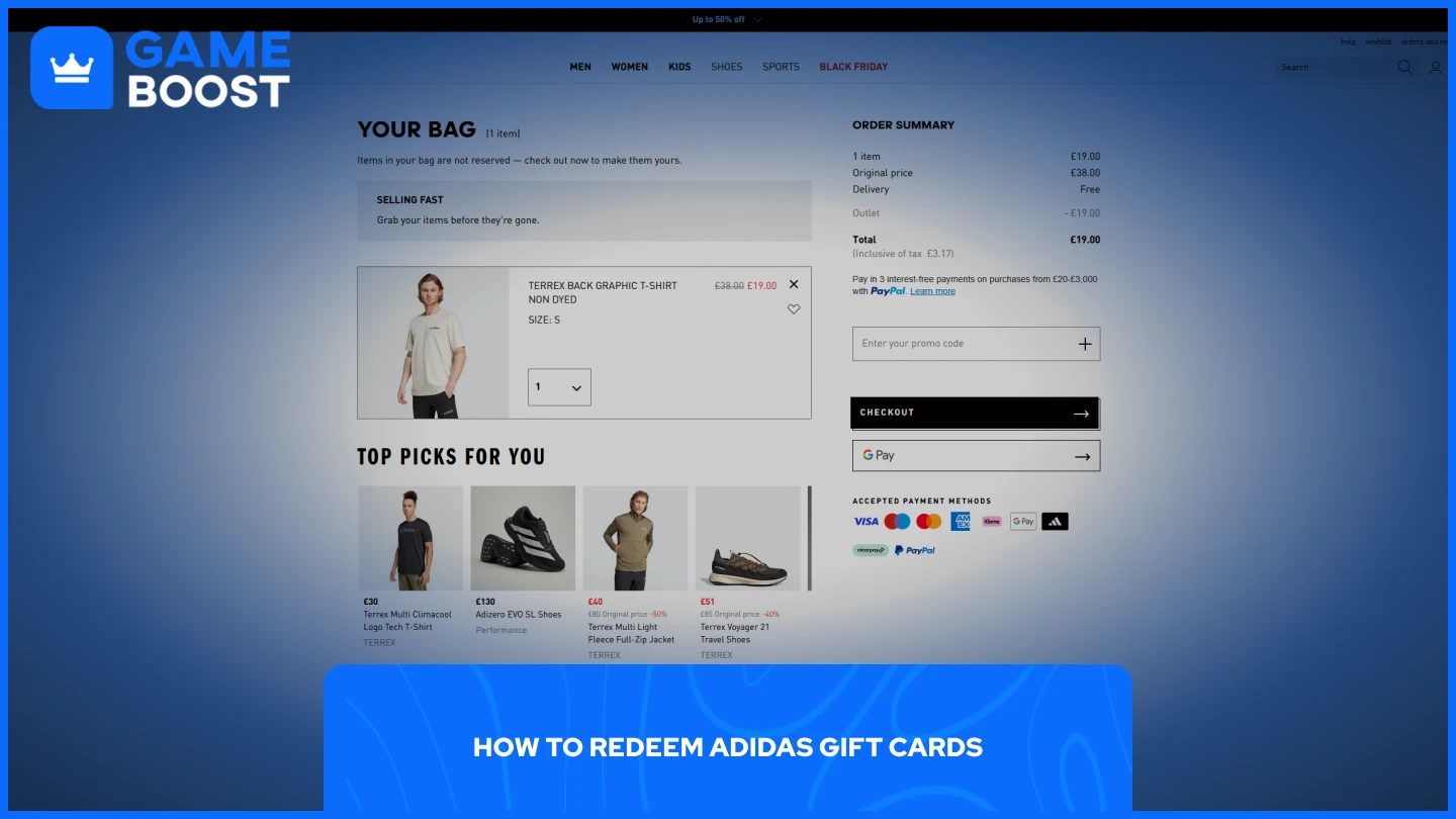 una imagen de la página de pago de adidas