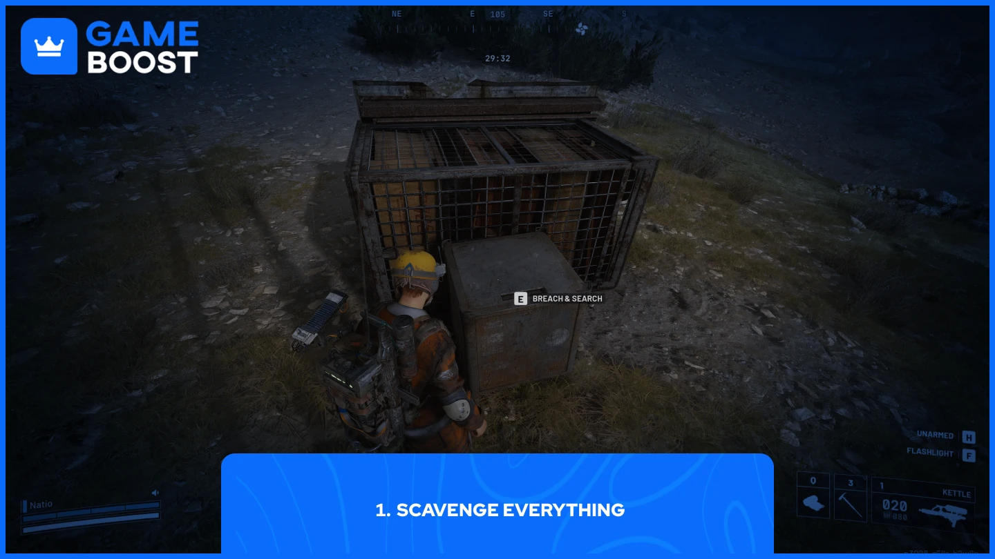 una foto di un giocatore che apre un contenitore con bottino