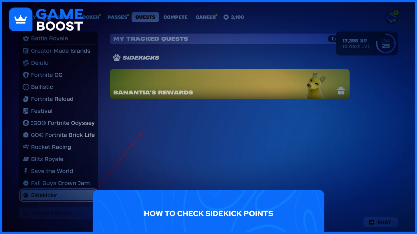 ein Bild des Quest-Tabs in Fortnite