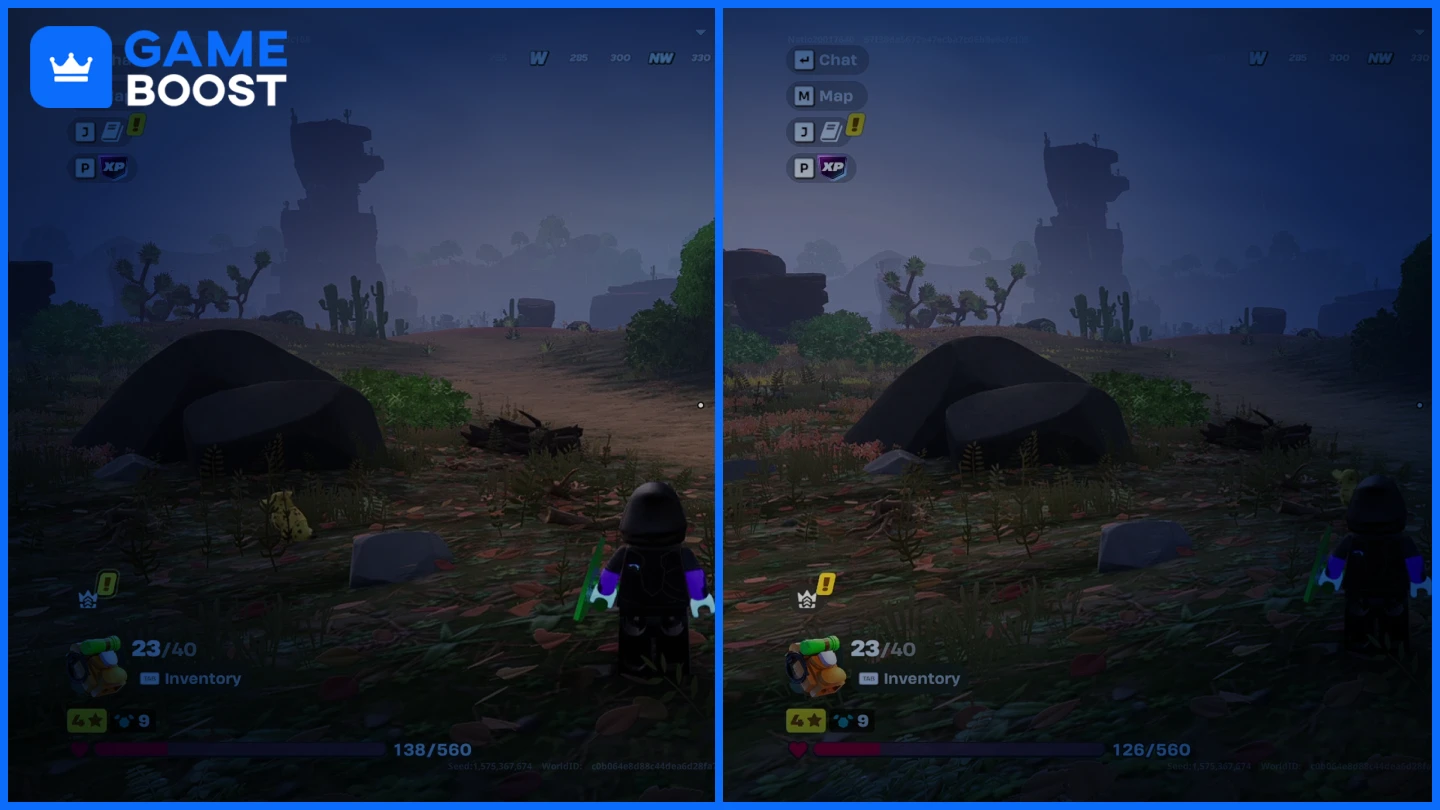 una comparación entre un FOV alto y bajo