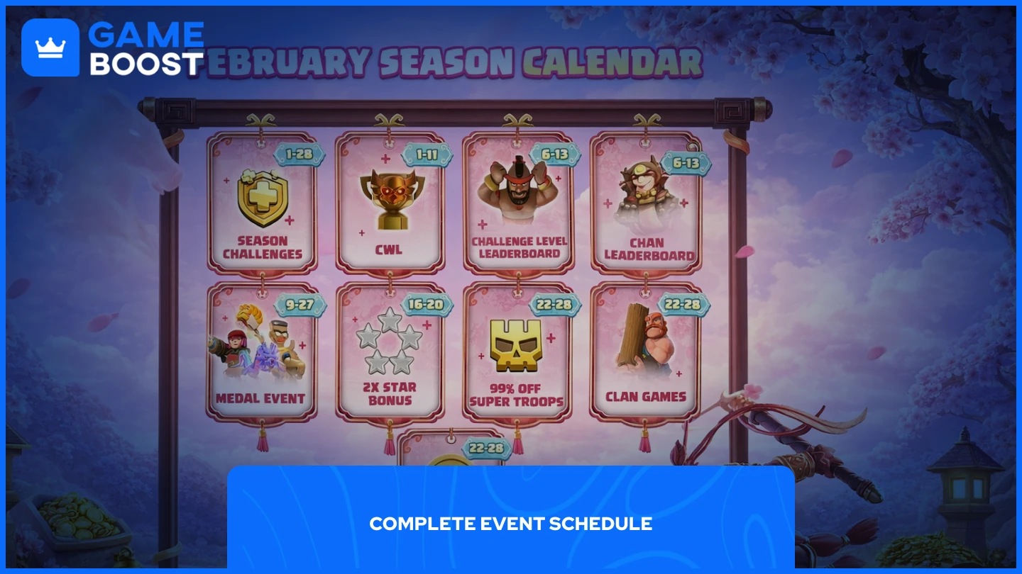 uma imagem do calendário da temporada de fevereiro