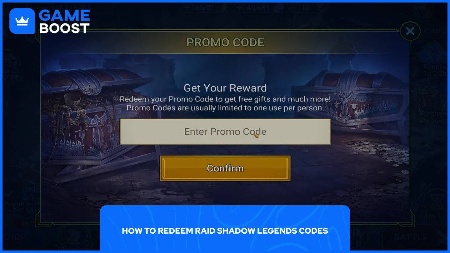 a picture of the redeem prompt in raid shadow legends