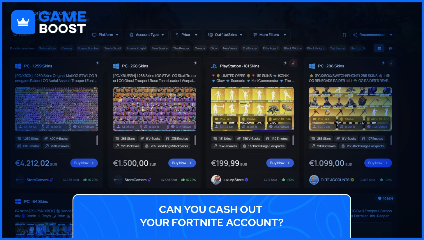 sell fortnite accounts