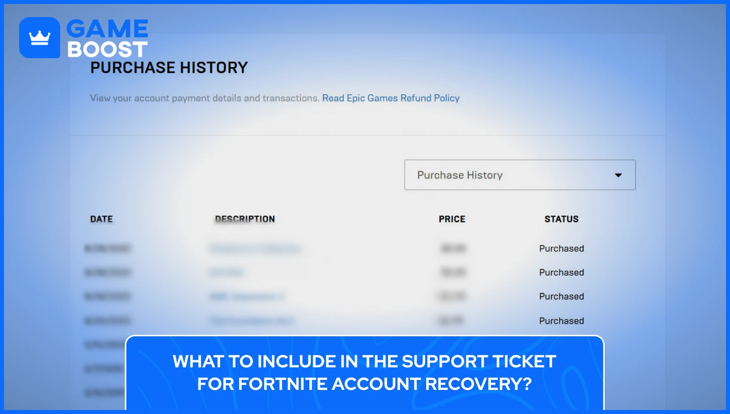 ticket de support récupération de compte Fortnite