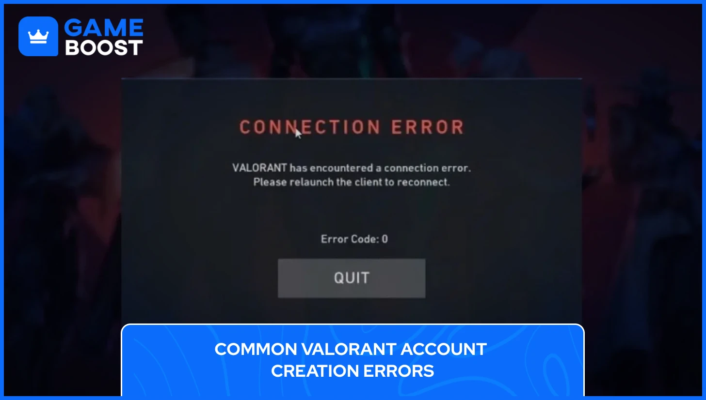 Fel vid skapande av Valorant-konto