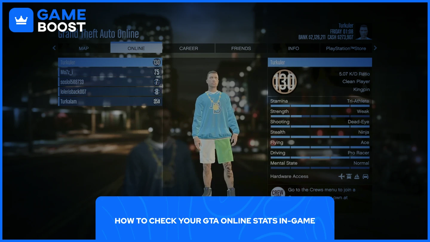 ภาพสถิติของผู้เล่นใน gta online