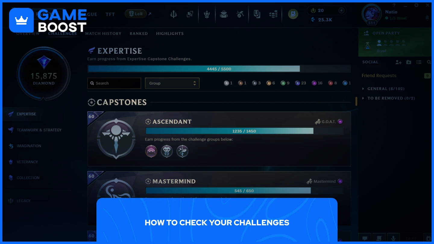 изображение вкладки с Herausforderungen в League of Legends