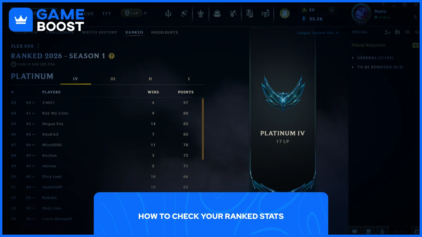 a picture of the ranked tab in league of legends