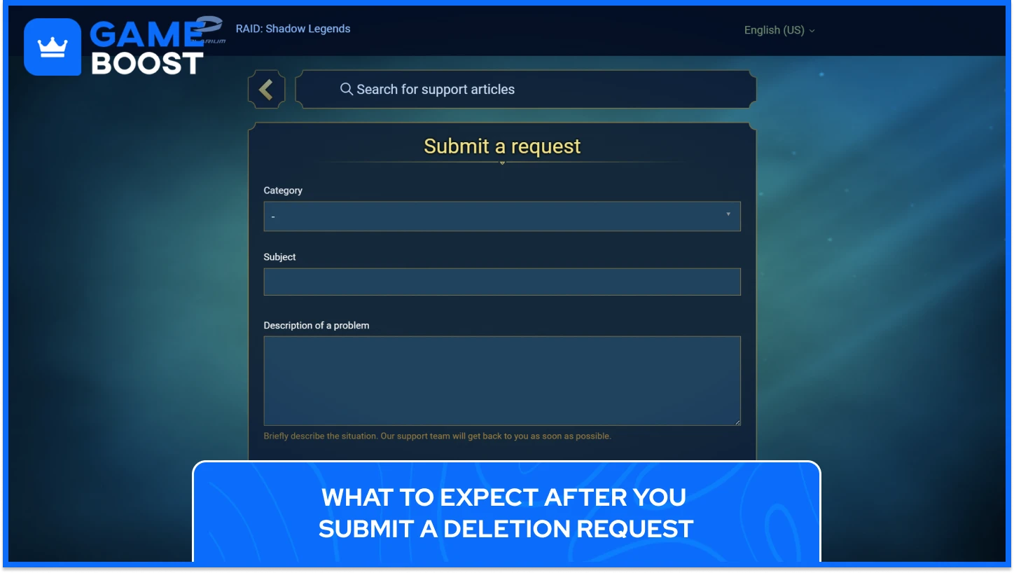 Raid Shadow Legends Account Deletion Request